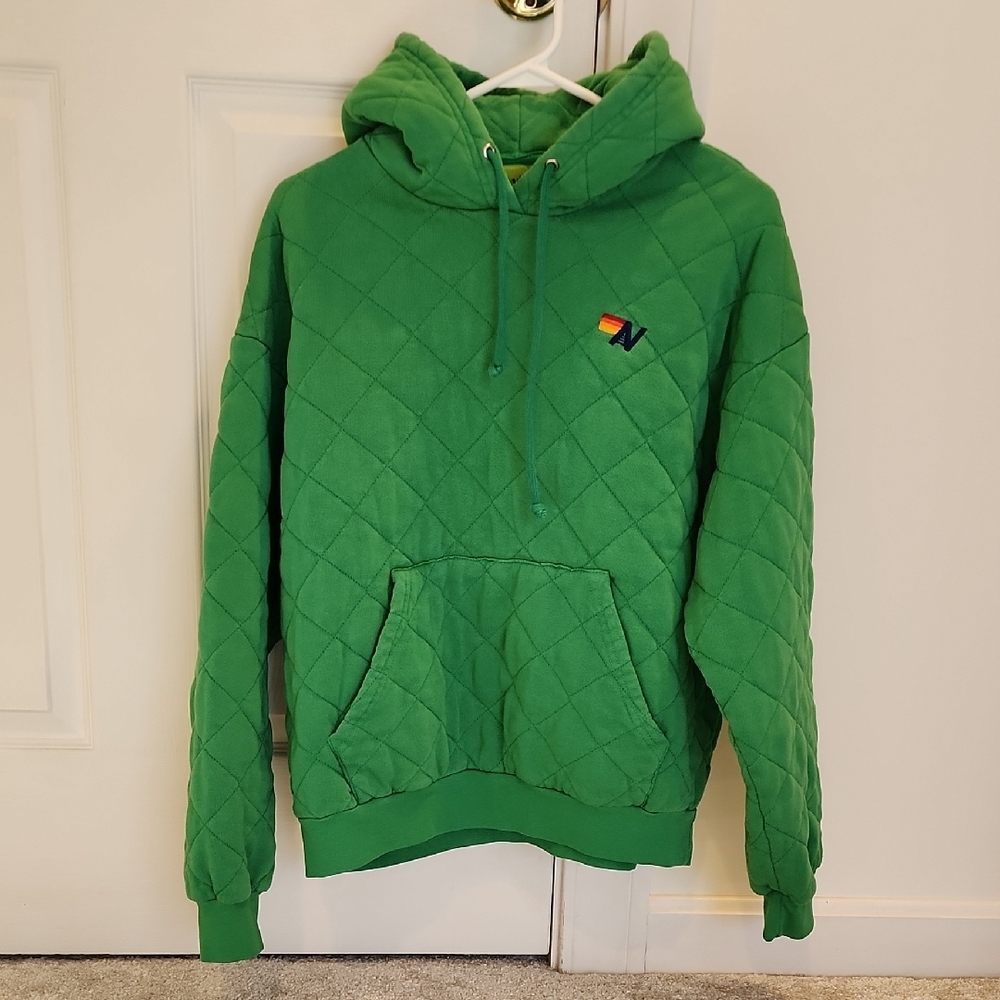 Aviator Nation Green Quilted Hoodie